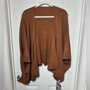 Women's Pumpkin Brown Open-Front Cardigan